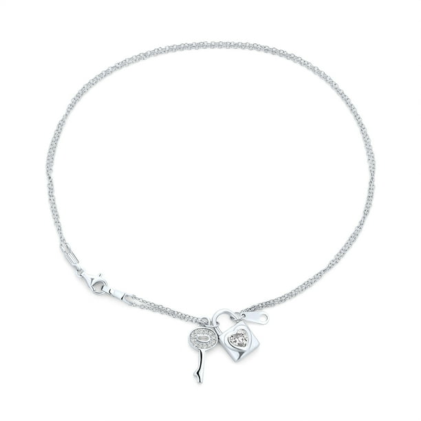 Best Designer Jewelry Sterling Silver Polished Lock & Key Anklet Best Designer Jewelry Sterling Silver Polished Lock & Key Anklet